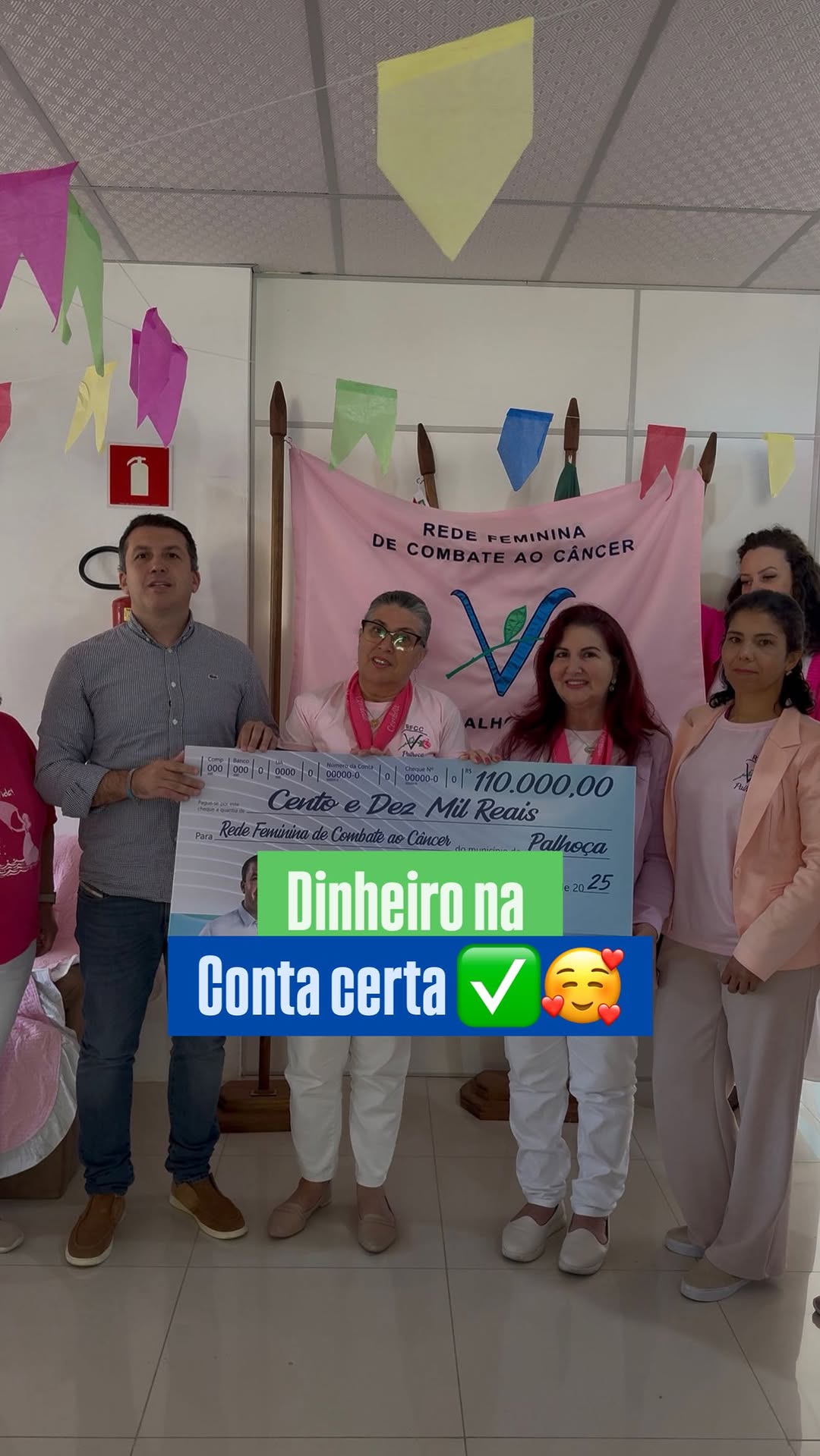 110 mil reais destinados à Rede Feminina de Combate ao Câncer em Palhoça