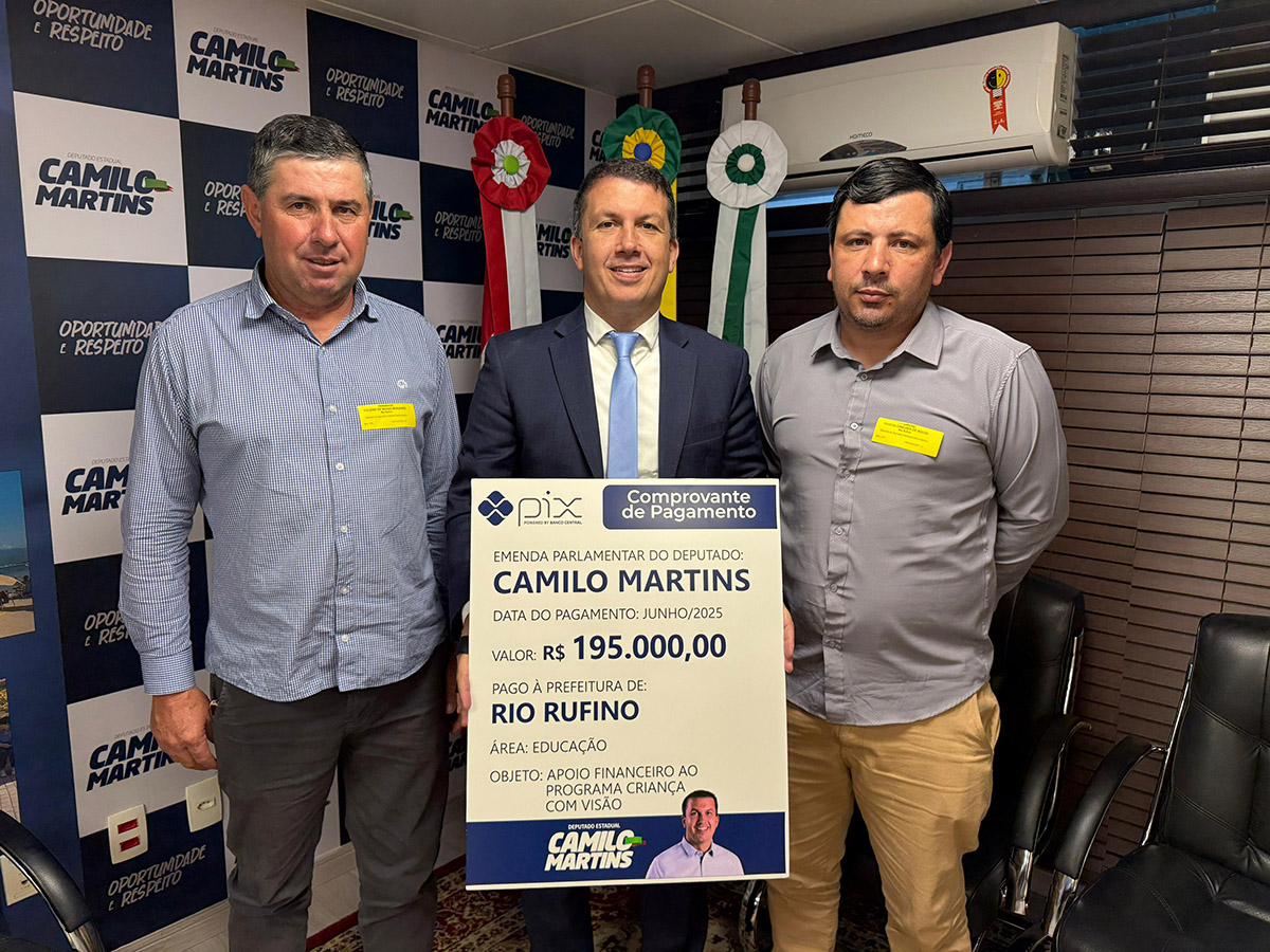 Deputado Camilo Martins destina R$ 195 mil para projeto educacional em Rio Rufino inspirado em iniciativa de sucesso de 